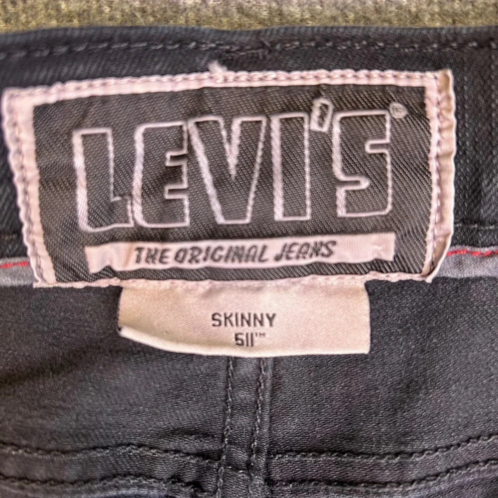 Levis 511 Jeans Mens 36x30 Black Grunge Skinny Casual‎ Slim Stretch Denim Retro